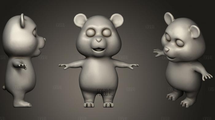 cartoon panda bear stl model for CNC